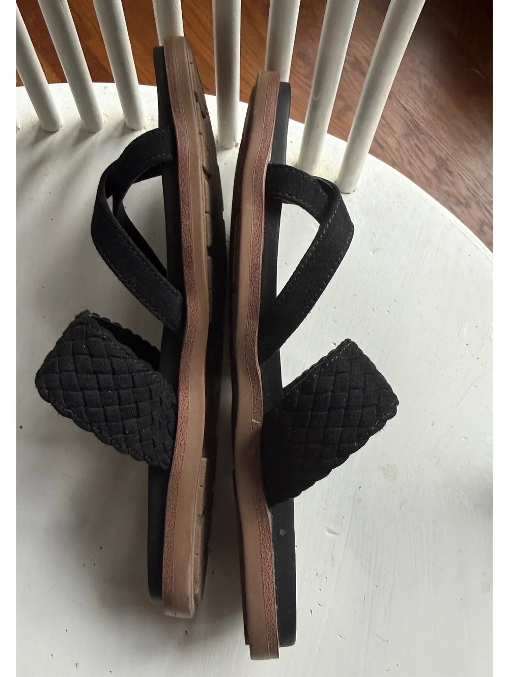 Wonderly Black Braided Strap Slide Sandals Size 6
